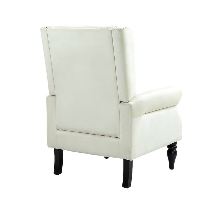 Transitional Wingback Accent Chair Armchair with Sturdy Wood Legs