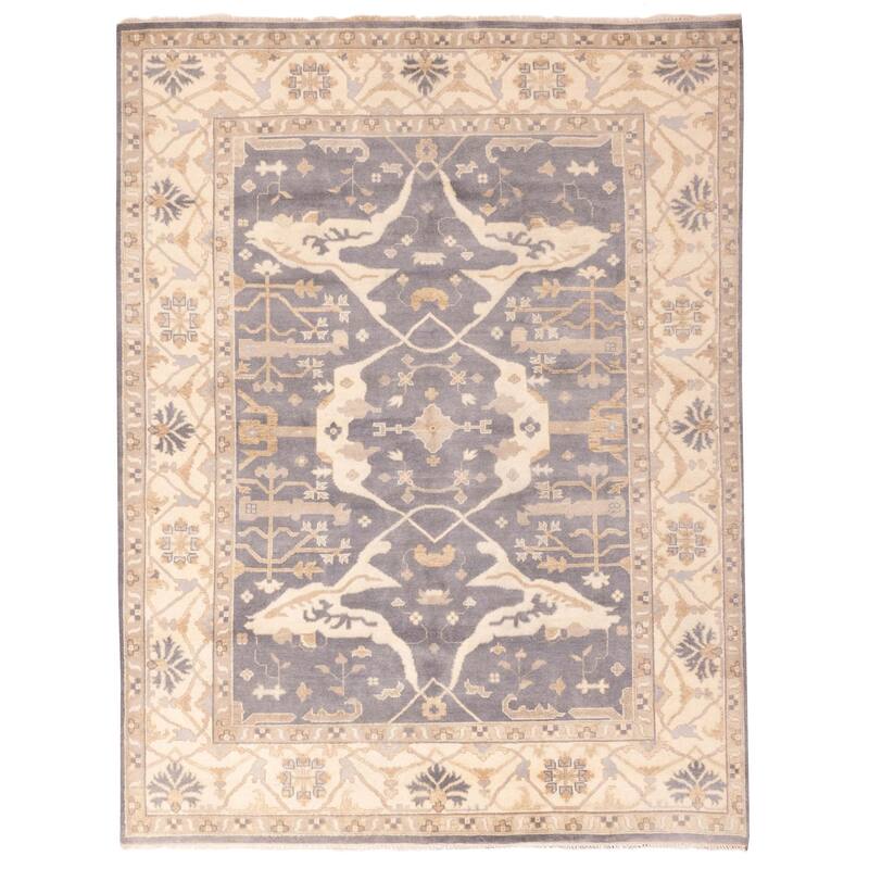 ECARPETGALLERY Hand-knotted Royal Oushak Dark Grey Wool Rug - 9'3 x 11'8