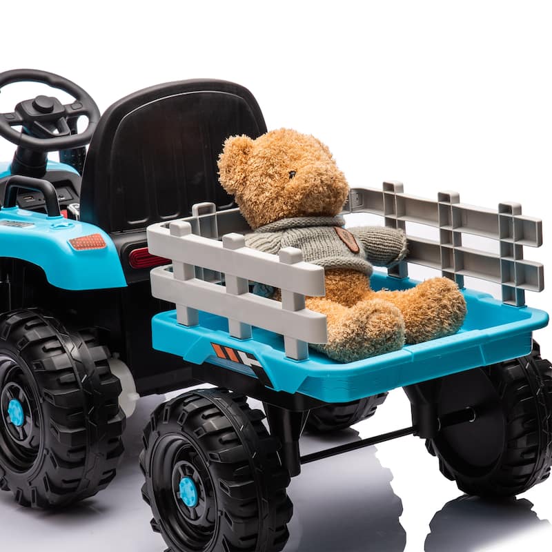 Ride on Tractor,Trailer,24VBattery Powered Electric Toy,200w*2motor 1.86-4.97MPH,Remote Control,3 speed adjustable,LED,safe belt