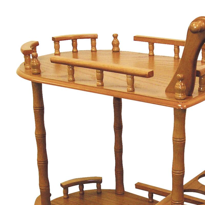 29" Tall 2-Tier Wooden Wine Table With Oak Finish(no include stool)