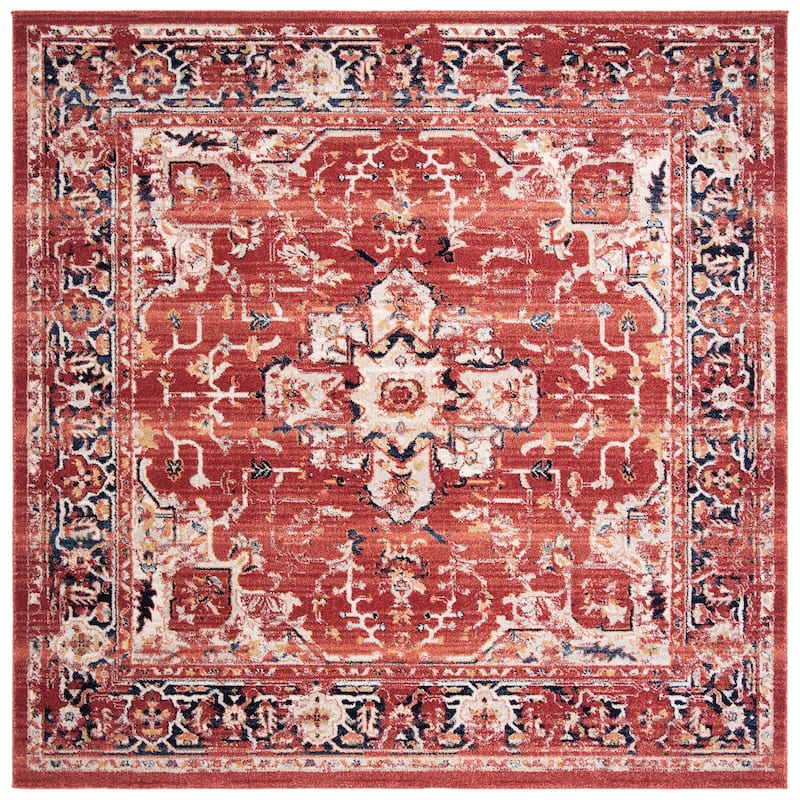 SAFAVIEH Charleston Prabha Vintage Boho Oriental Rug - 6'7" Square - Red/Ivory