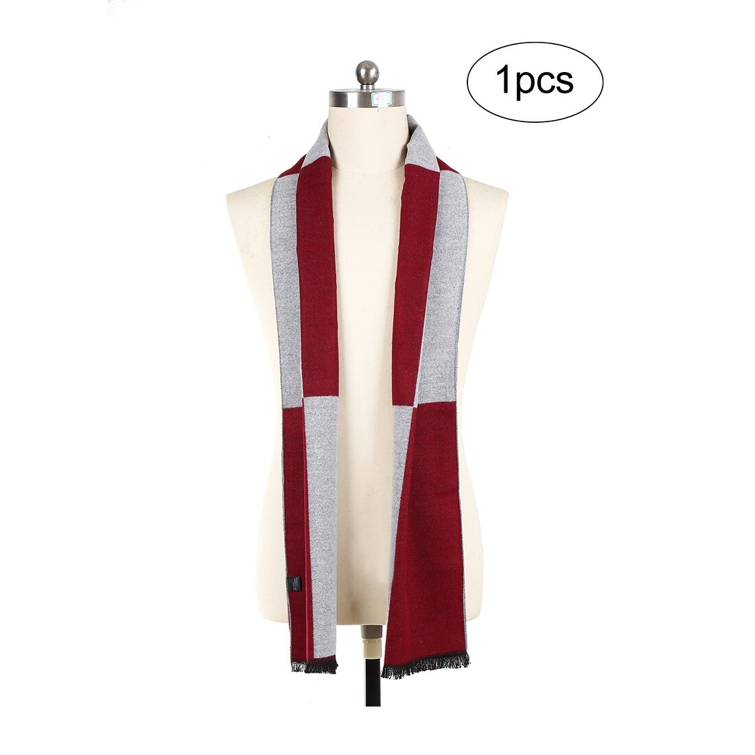 burgundy and gray scarf