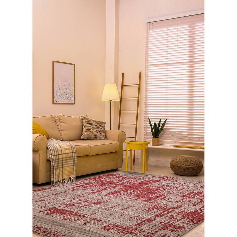 ECARPETGALLERY Hand Loomed Elysian Red Rug - 8'1 x 9'11