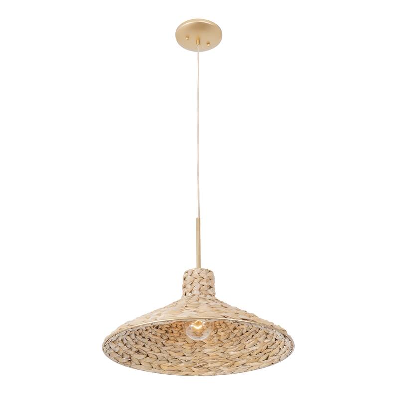 Varaluz Hilton Head Pendant Light - French Gold/Natural Seagrass