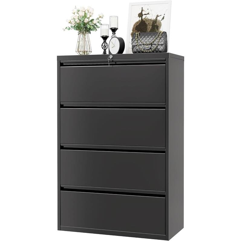 4 Drawer Metal Lateral Filing Cabinet with Lock