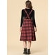 preview thumbnail 13 of 21, Women Vintage Plaid A-Line Overall Suspender Midi Skirt