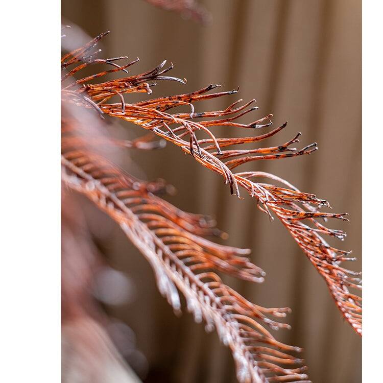 RusticReach Tall Red Brown Artificial Fern Leaf Stem 48" Tall