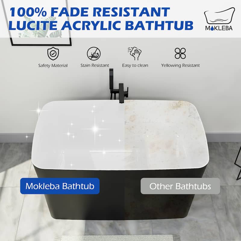 47 in. Acrylic Freestanding Flatbottom Japanese Soaking Bathtub Not-Whirlpool SPA Tub with Pedestal