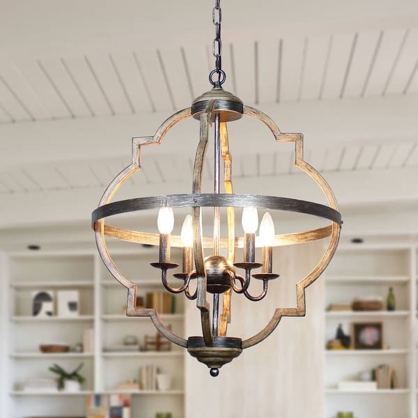 Antique Distressed Metal 4 Light Candle Style Chandelier On Sale Overstock 30564023