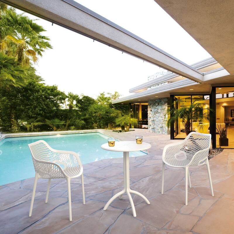 32.25" White Outdoor Patio Dining Arm Chair - Extra Large