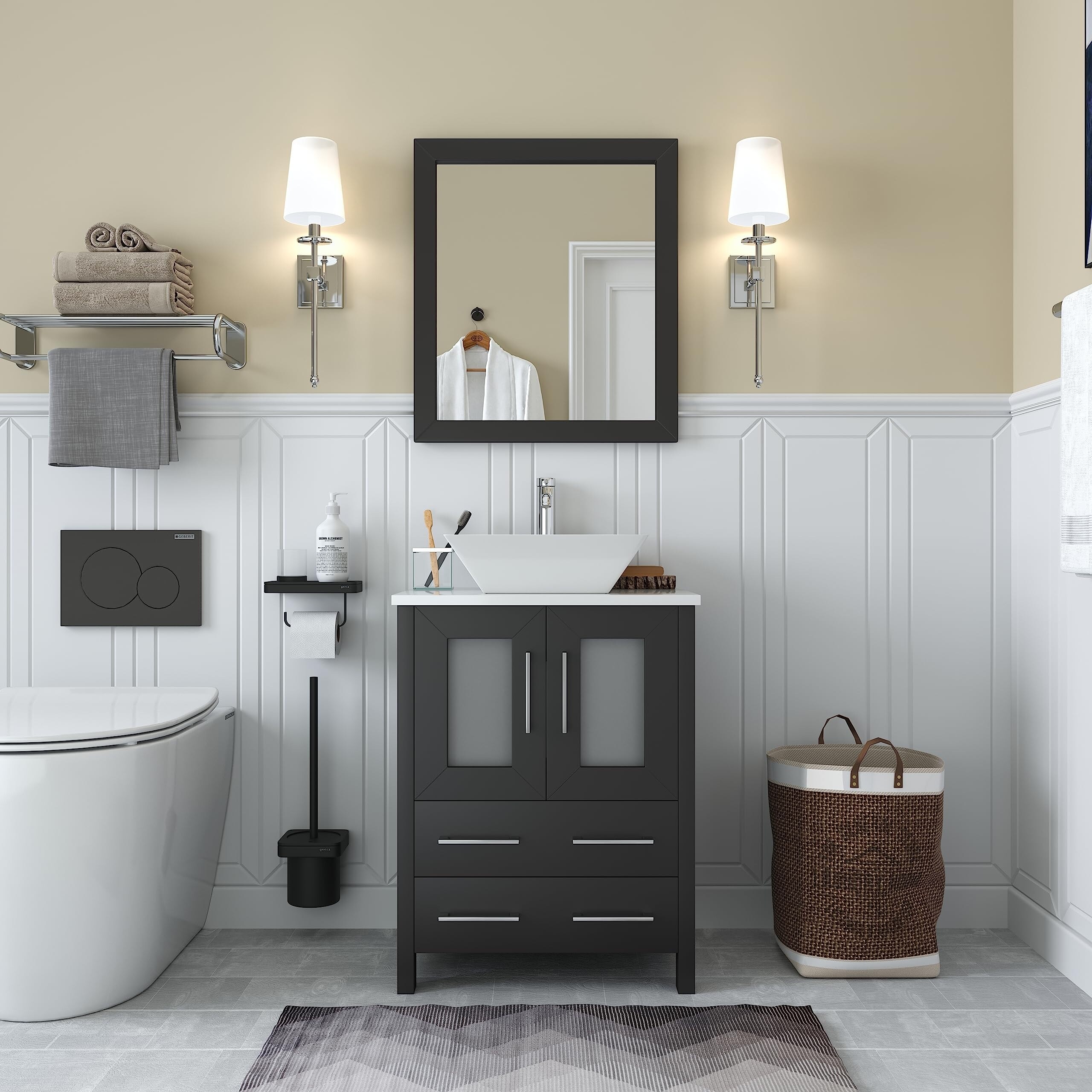 Single bathroom vanity 2025 set with mirror