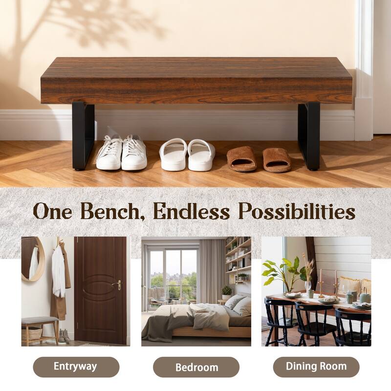 Farmhouse Indoor Kitchen Table Benches, Bed Bench, Industrial Shoe Bench, Entryway Benches
