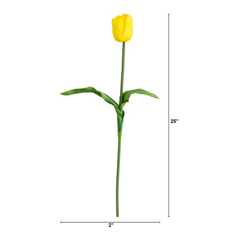 Floral Tulip Artificial Stem Sprays - 25" - Set of 3 - Yellow