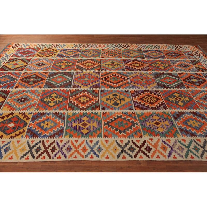 Kilim Oriental Area Rug Flatweave Reversible Multi-Color Wool Carpet - 8'0"x 11'6"