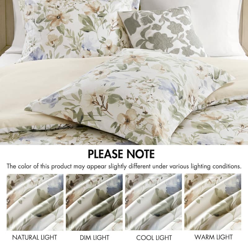 Rossetta 5-Piece Full/Queen Cotton Refreshing Floral Print Sateen Print Duvet Set