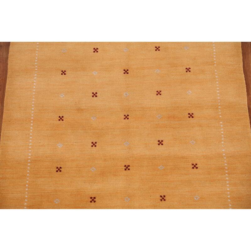 Hand Knotted Oriental 100% Wool Carpet Tribal Tribal Yellow & Gold Gabbeh Area Rug - 6' 3'' X 4' 7''