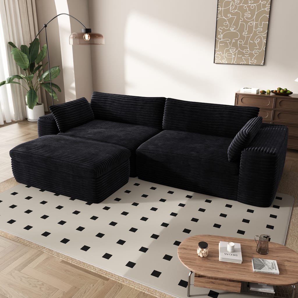 110" L Shaped Modern Minimalist Sofa