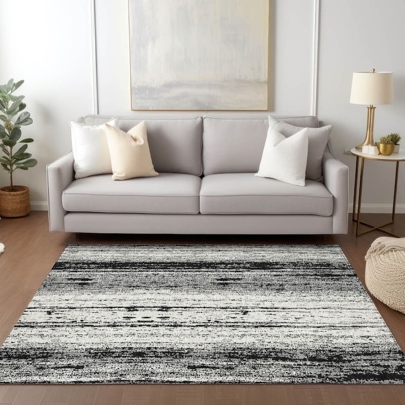 Machine Washable Indoor/ Outdoor Chantille Ombre Stripes Rug