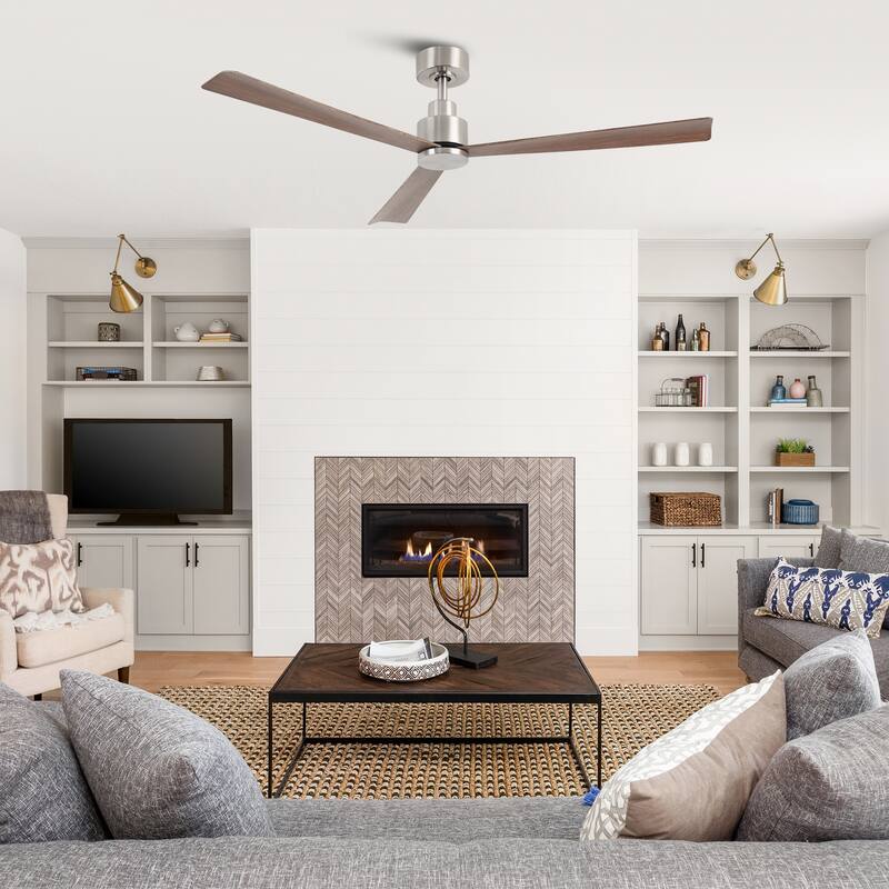 52" Matte Black Industrial Reversible DC Motor Ceiling Fan - 52" L x 52" W x 11.6" H