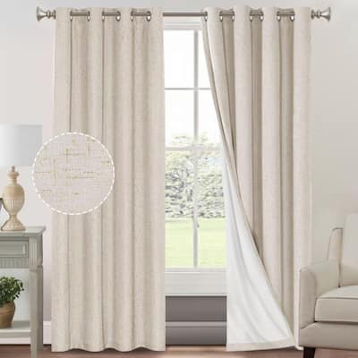 Blackout Linen Curtains for Bedroom Full Blackout Curtains 84 Inches