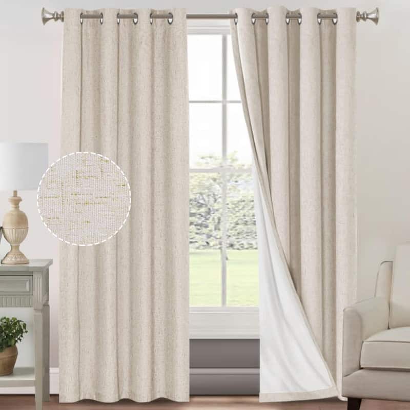 Blackout Linen Curtains for Bedroom Full Blackout Curtains 84 Inches