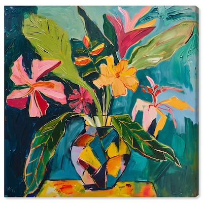 Art Remedy Vase Of Bright Tropical Flowers Ii Gallery Wrapped Flowers In Vase Paintings
