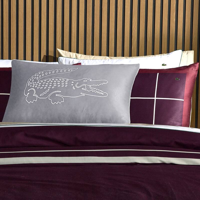 Lacoste Embroidered Big Croc 100% Cotton 16" x 24" Decorative Throw Pillow