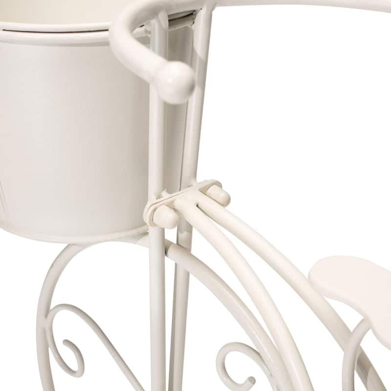 Glitzhome 21.5"L Spring Farmhouse Metal Bicycle Planter Stands Flower Pot Cart