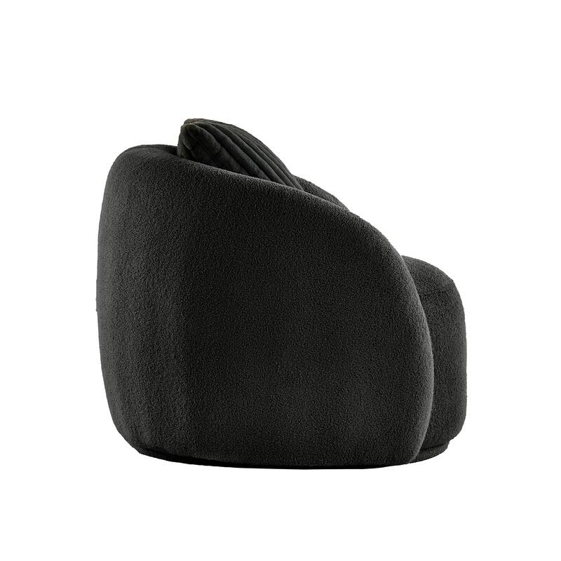 Willits Boucle Accent Chair with Cloud-Like Curved Design and Furry Channel Pillow by iNSPIRE Q Modern