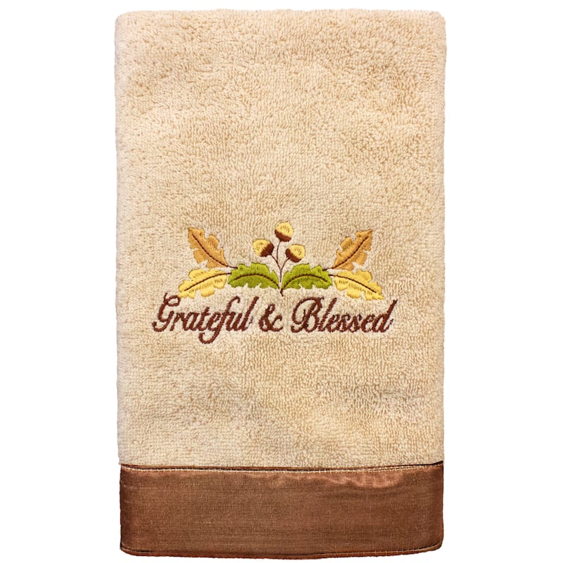 Authentic Hotel and Spa Blessed - Embroidered Luxury 100% Turkish Cotton Hand Towel - Sand