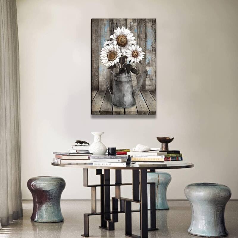 White Sunflower Wall Art Decor