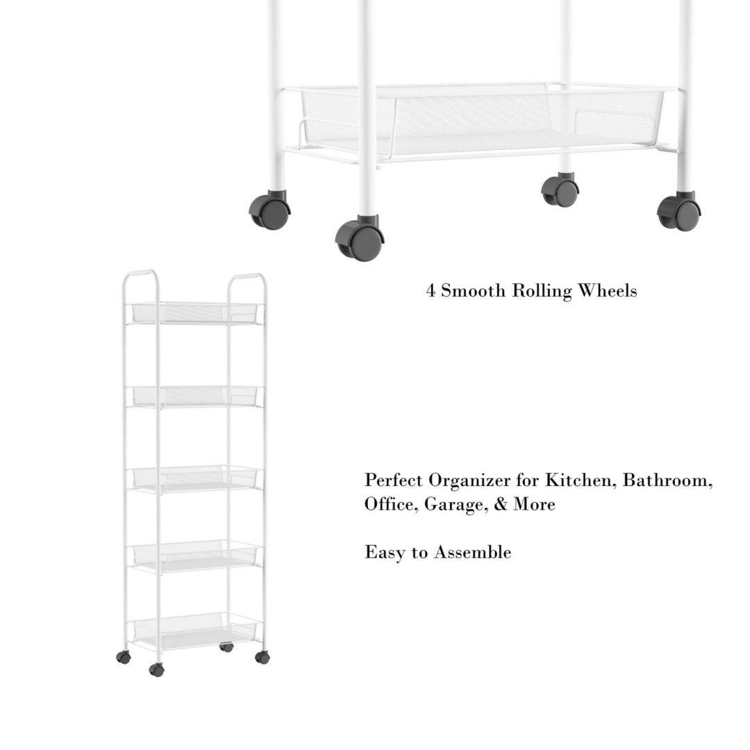 5Tiered Narrow Rolling Storage Shelves On Sale Bed Bath & Beyond