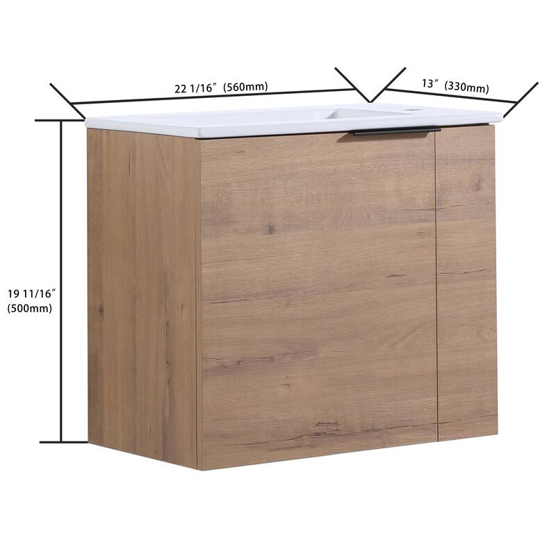 Bathroom Vanity With Sink In 22 Inch, Floating Bathroom Vanity With Soft Close Door
