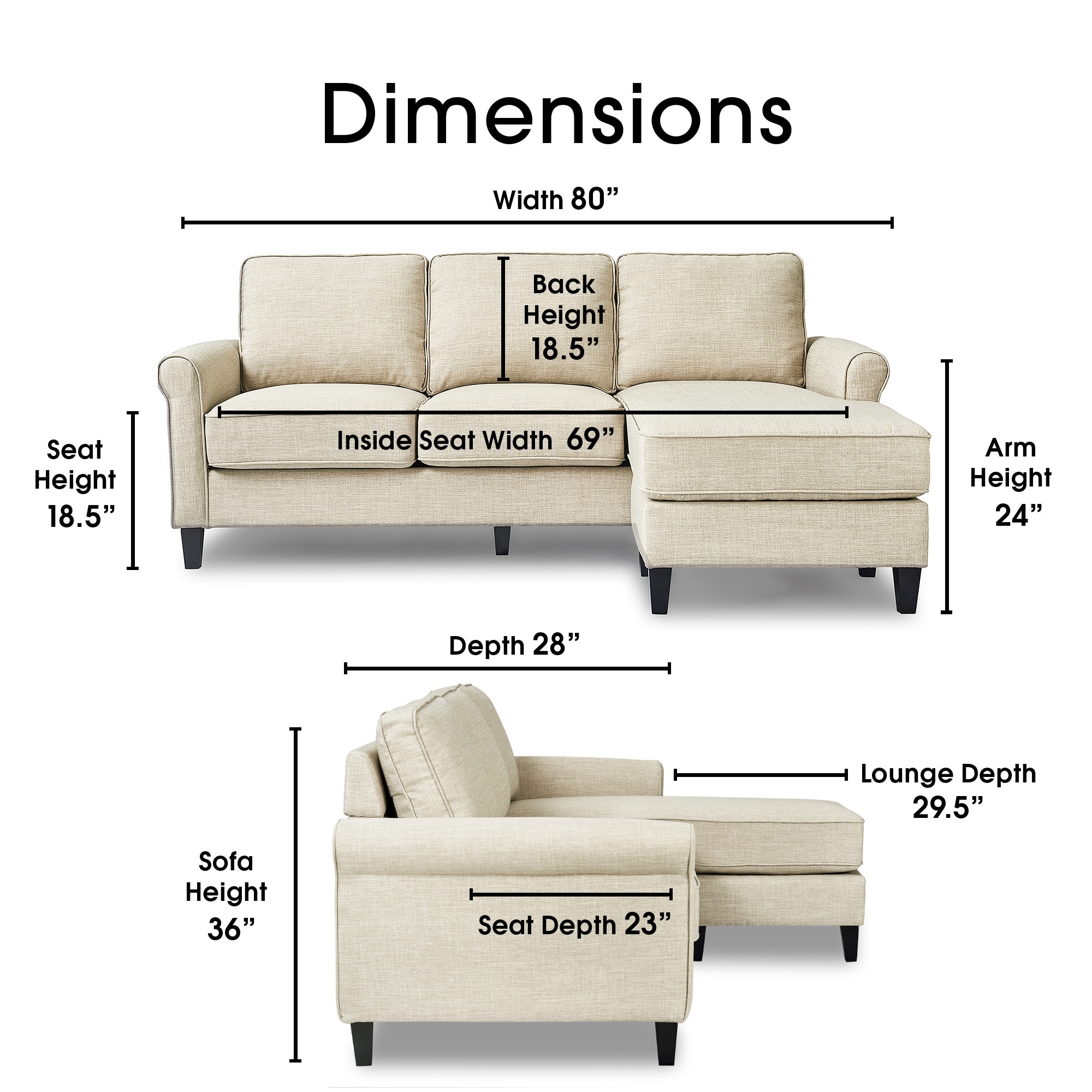 Serta Harmon Upholstered Reversible Sectional Sofa Modern L
