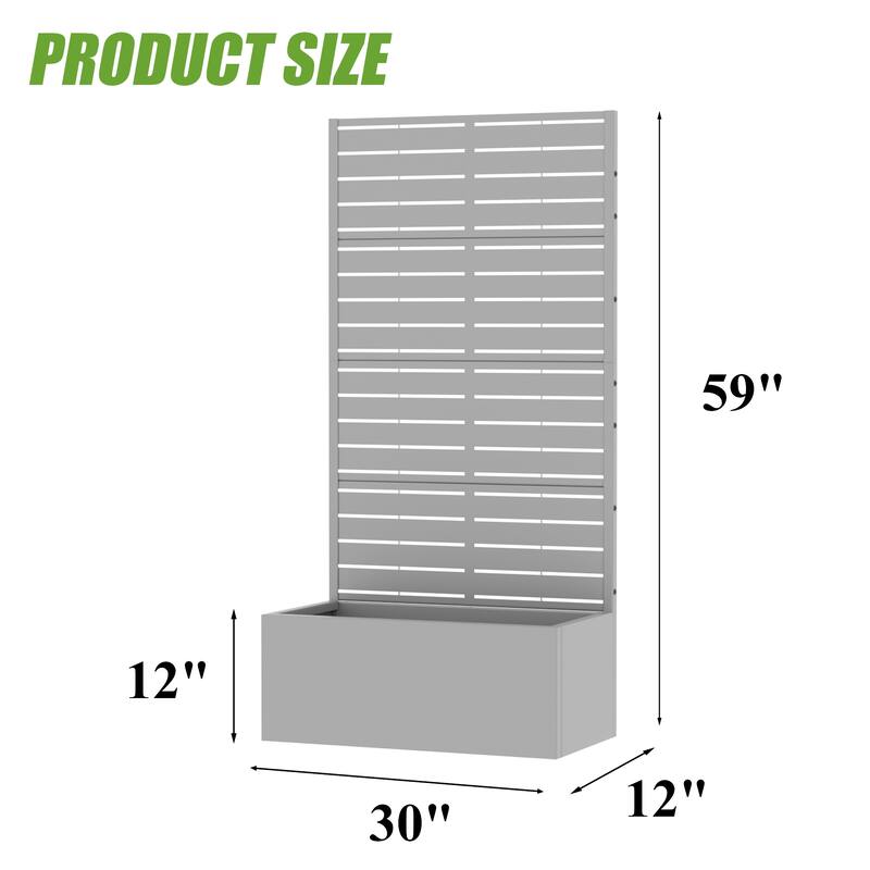 Galvanized Planter Box with Trellis & Privacy Screen