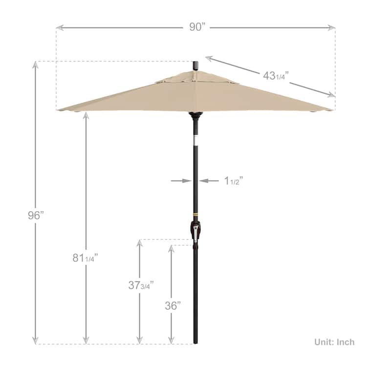 California Umbrella 7.5' Round Crank Lift, Push Button Tilt Aluminum Patio Umbrella, Bronze Pole, Outdoor Rated Red Fabric
