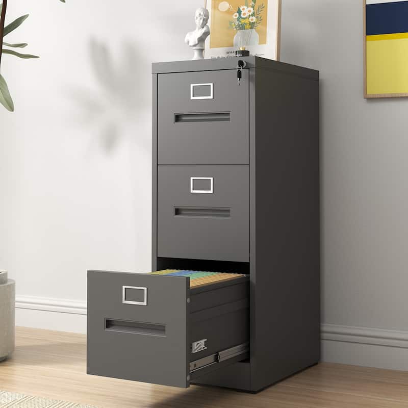 3-Drawer Locking Metal File Cabinet