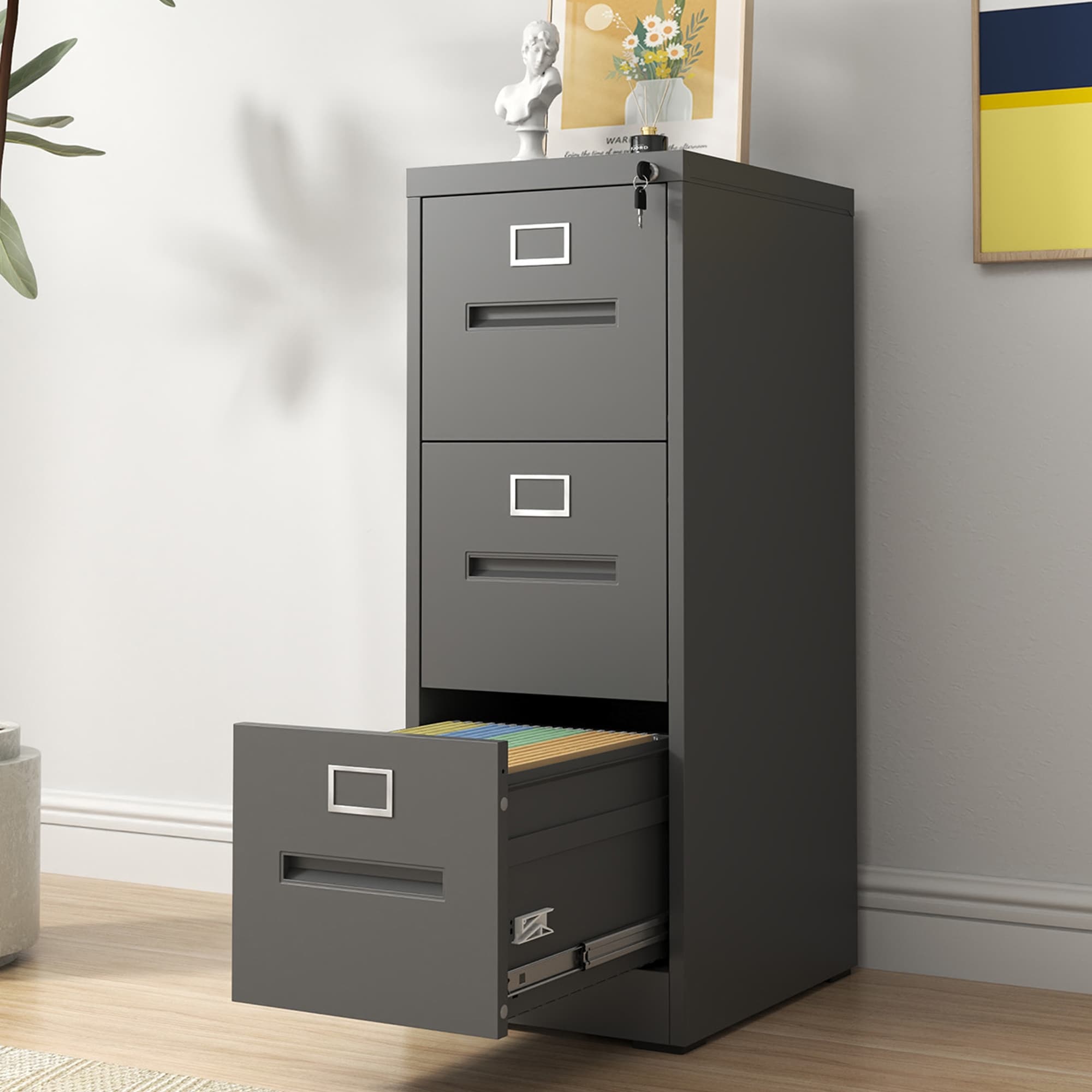 3-Drawer Locking Metal File Cabinet