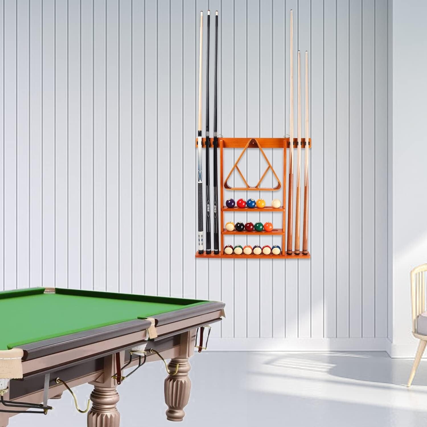 Contemporary Wall-Mounted Billiard Cue Rack | Pool Cue Rack | Jack Game