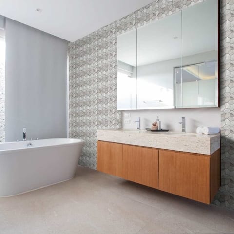 Stately Oasis 14"x16" Porcelain Marble Look Wall & Floor Tile Alaska Grey