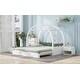 preview thumbnail 18 of 22, Twin Size Stretchable Vaulted Roof Bed, Children's Pine Wood Bed Frame with Three-Sided Guardrail, No Noise/Easy Assembly