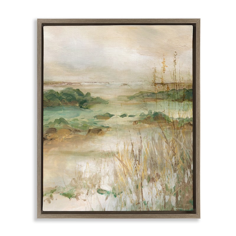 Stupell Abstract Marshland Pond Framed Floater Canvas Wall Art Design By Carol Robinson - 17 x 21 - Brown