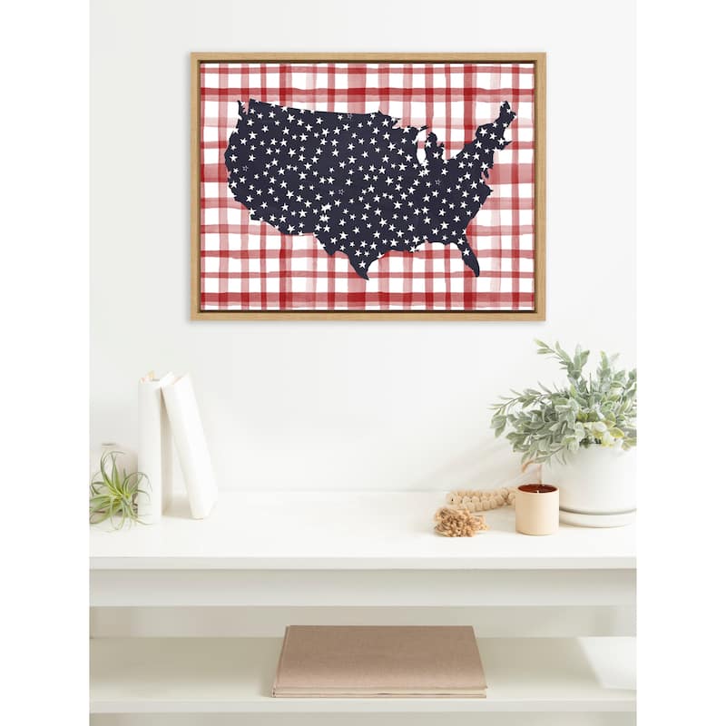 Kate and Laurel Sylvie Gingham USA Framed Canvas by Sara Berrenson