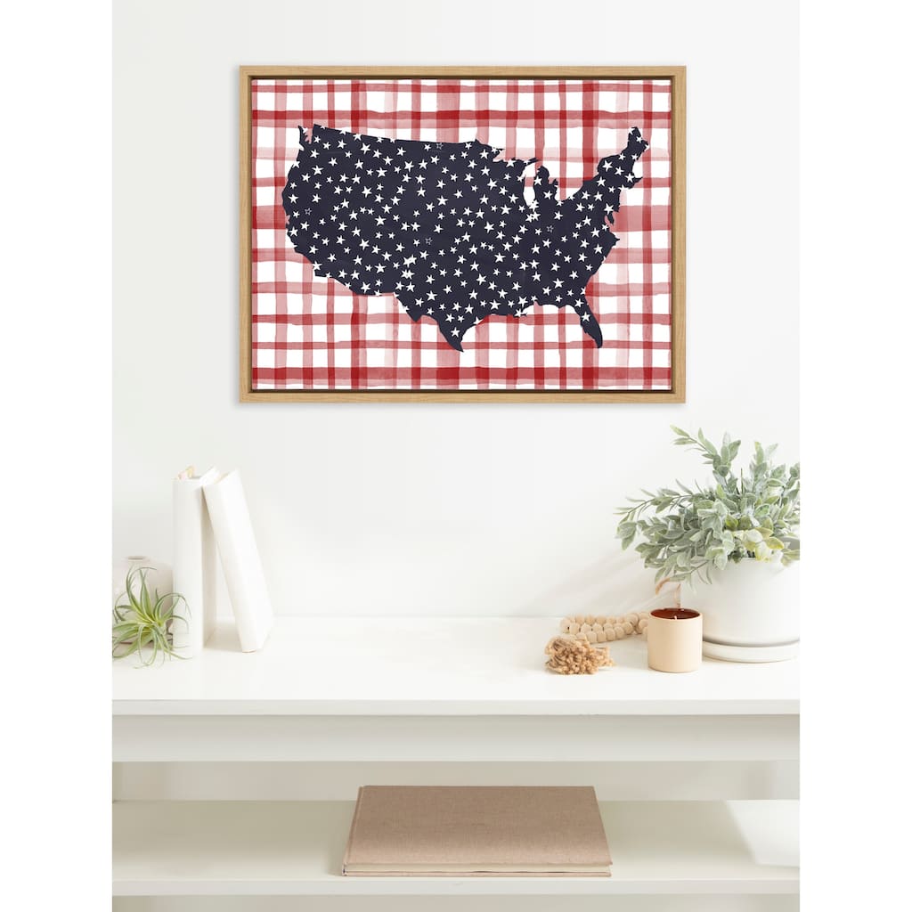 Kate and Laurel Sylvie Gingham USA Framed Canvas by Sara Berrenson