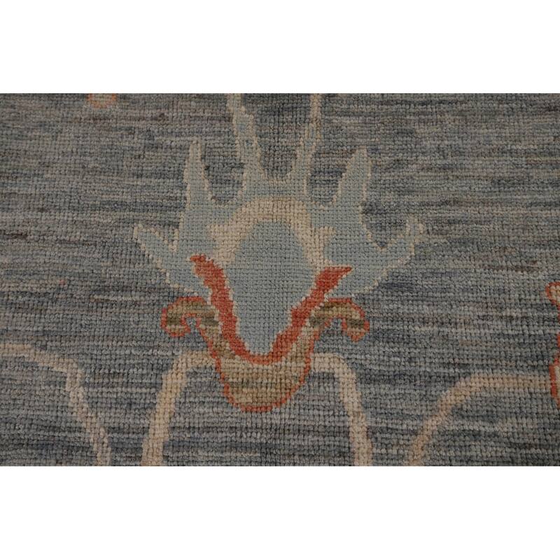 Vegetable Dye Oushak Turkish Rug Hand-Knotted Transitional Wool Carpet - 9'0"x 11'8"