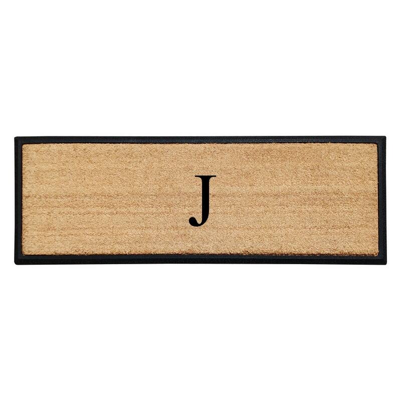 A1HC Rubber/Coir Molded Monogrammed Double Doormat 18"x48" - Monogrammed J