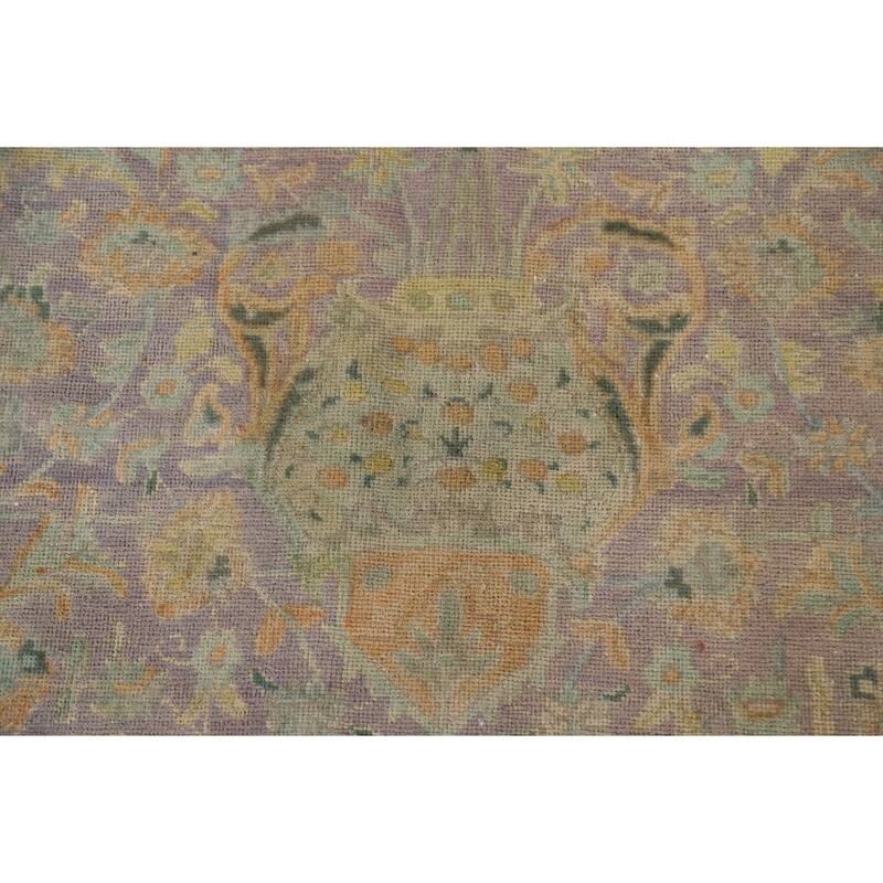 Hand Knotted Oriental 100% Wool Carpet Traditional Floral Purples Tabriz Area Rug - 12' 11'' X 9' 9''