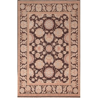 Brown Floral Kashan Turkish Area Rug Machine Made Carpet - 6'6