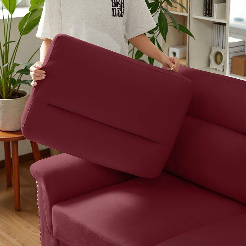 82 Inch Modern 3 Seater Sofa with Snowfleece Fabric, Compressed Upholstered Couch for Living Room Bedroom