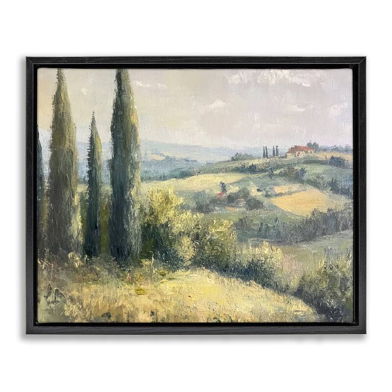 Stupell Rolling Hills Country View Framed Floater Canvas Wall Art Design By Petal Prints Design - 31 x 25 - Black